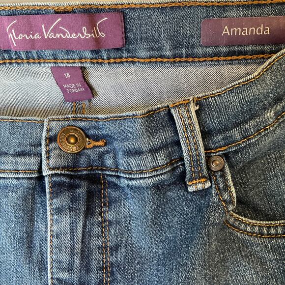 Gloria Vanderbilt Women Amanda Jeans size 14 Short Blue Straight Leg Mid Rise - Picture 7 of 12